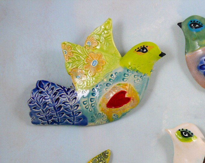Ceramic Wall Bird, Colorful and Fun Ceramic Wall Decor, Handmade