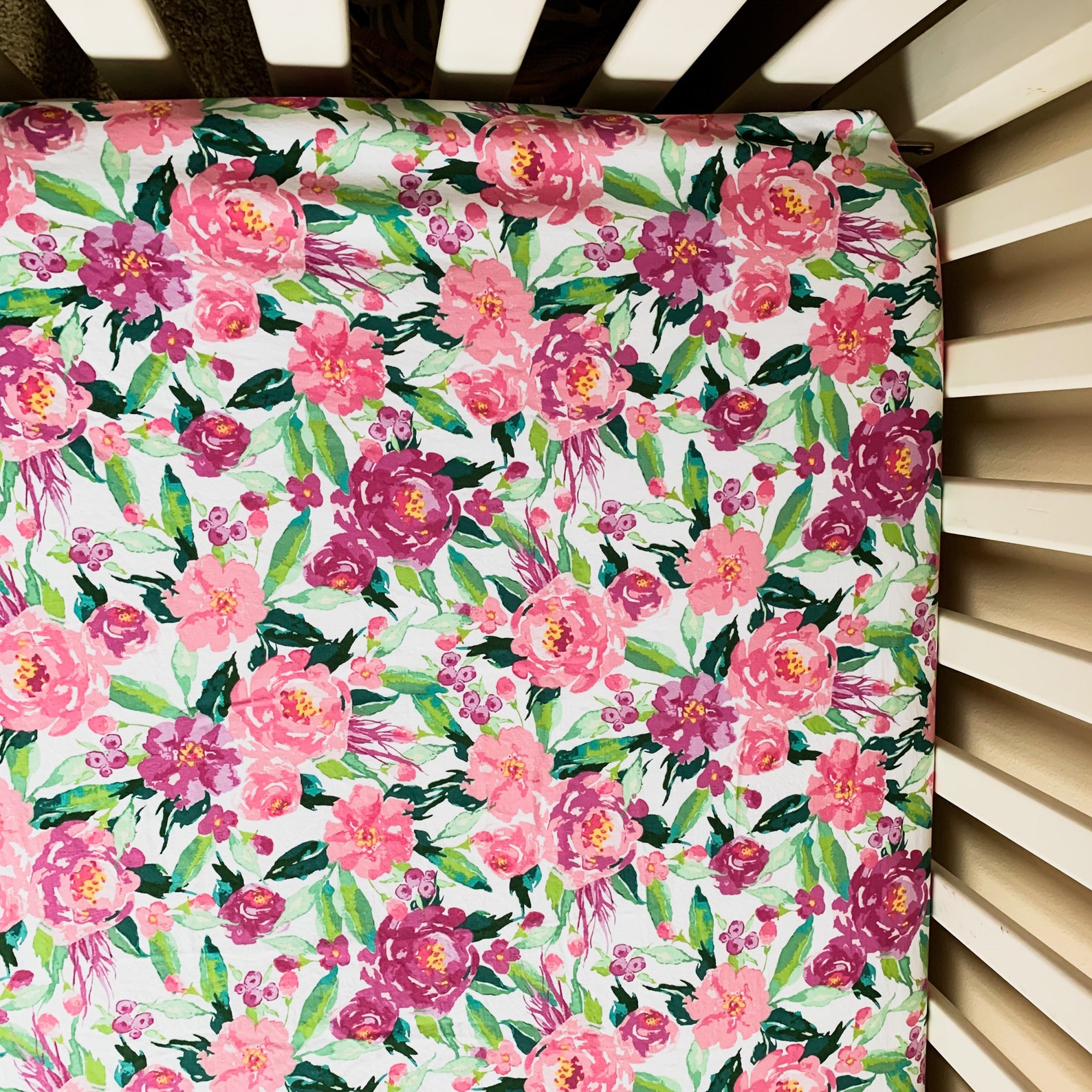 Garden Floral Crib Sheet Girl Mini Crib Sheet Changing Pad Etsy