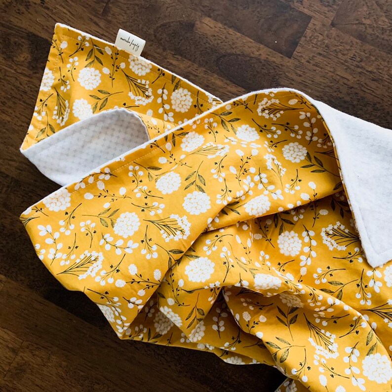 Mustard Dandelion Baby Blanket 100 Cotton Blanket Baby Girl Etsy