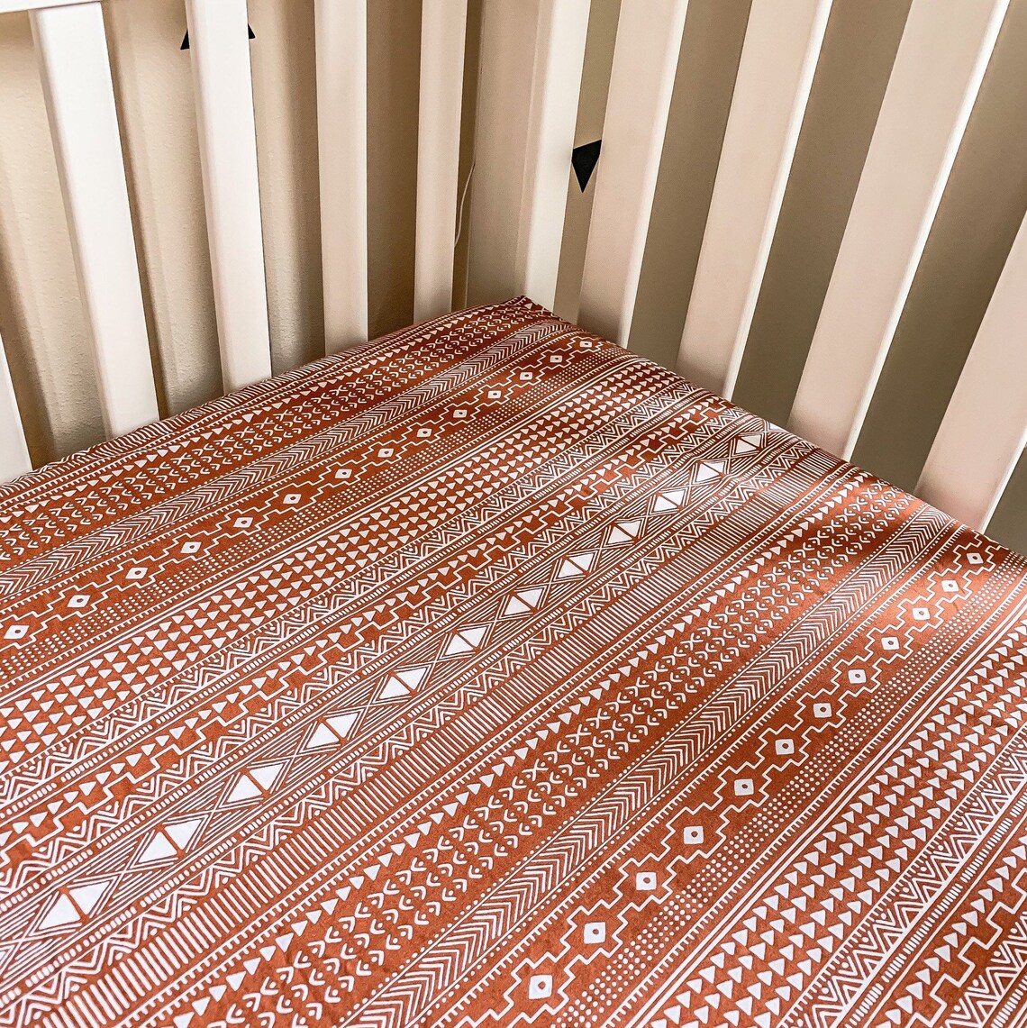 Rust Boho Mudcloth Crib Sheet Mini Crib Sheet Changing Pad Etsy