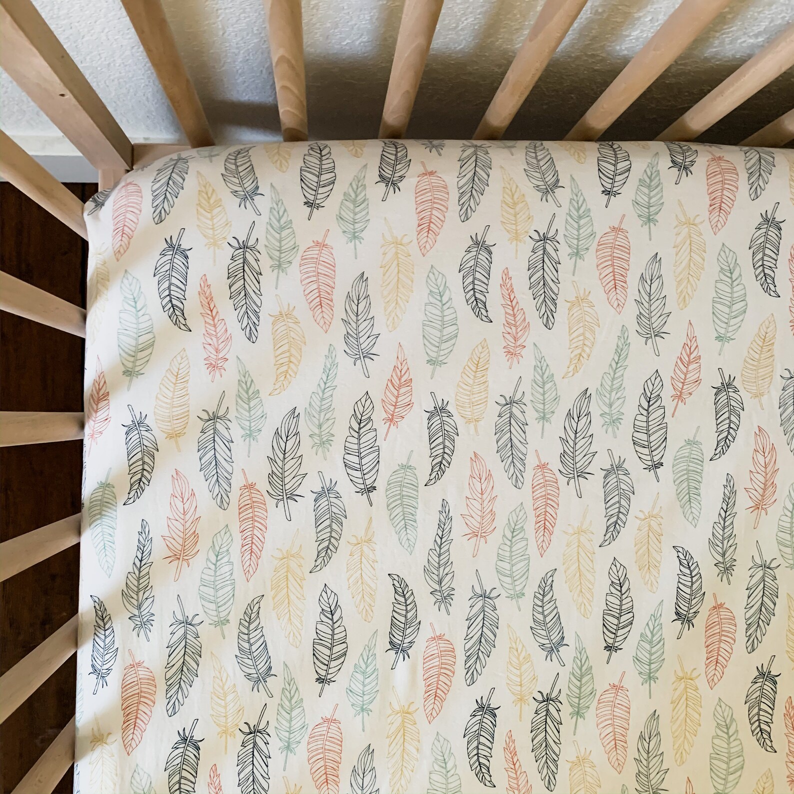 Feather Crib Sheet Fitted Mini Crib Sheet Changing Pad Etsy