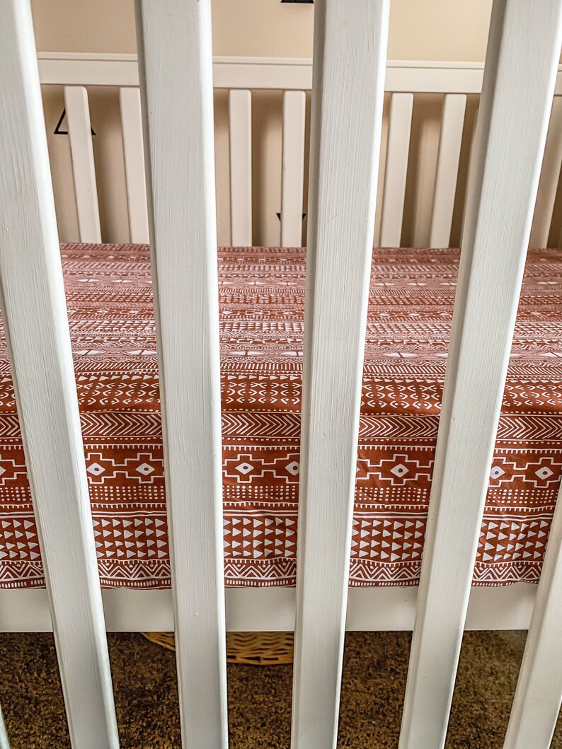 Rust Boho Mudcloth Crib Sheet Mini Crib Sheet Changing Pad Etsy