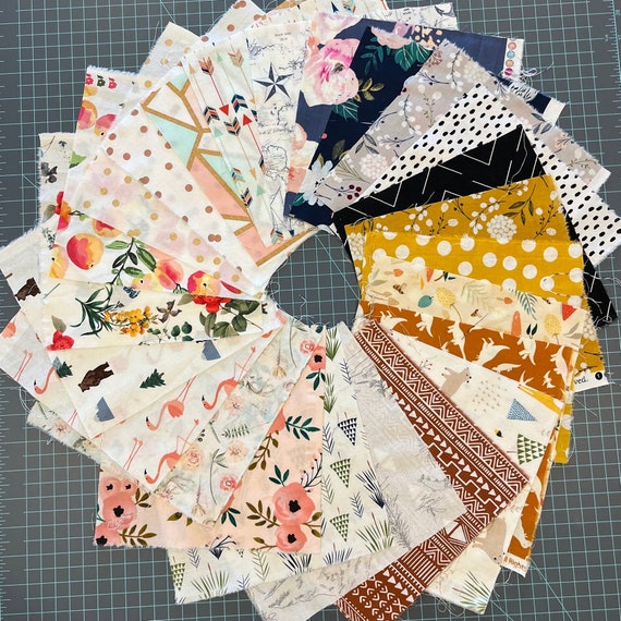 Quilting Squares Assorted Bundle, 48 pieces, 12 patterns, 8"x8", 100% cotton, quilters, fabric scraps, remnants, no solids!