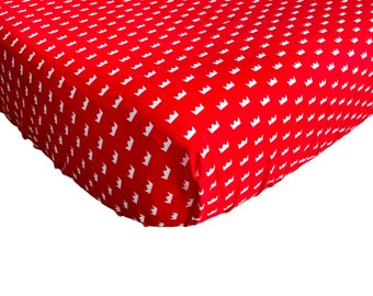 Red Crown Crib Sheet, Mini Crib Sheet, Gender Neutral, Changing Pad Cover, Toddler Bed, Pack n Play, Pillowcase, Prince, Princess, Baby