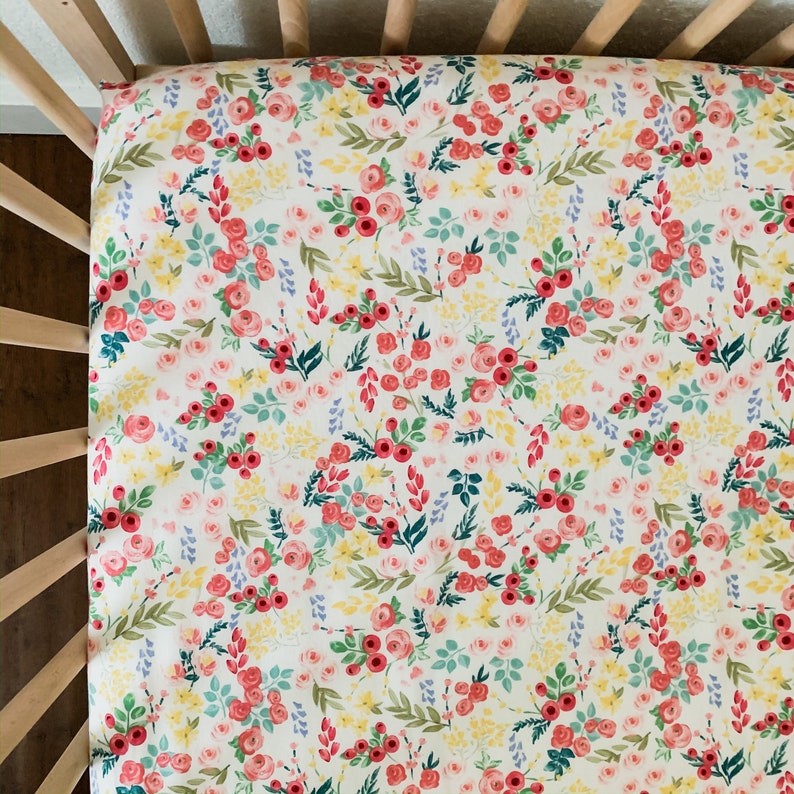 Watercolor Flowers Crib Sheet Girl Mini Crib Sheet Changing Etsy