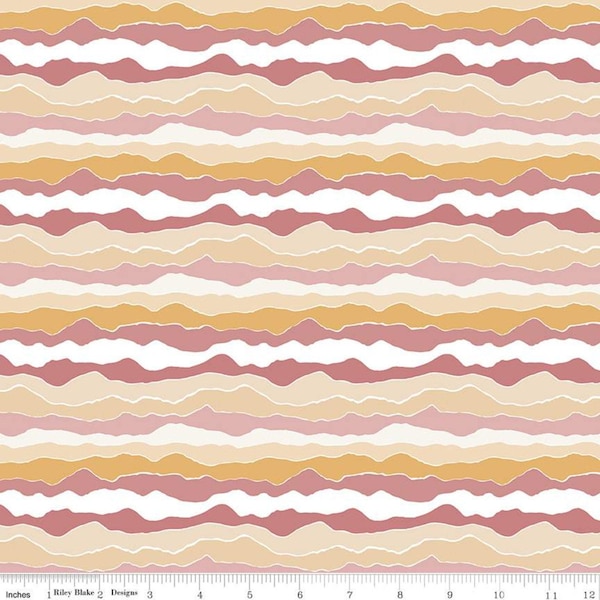 Rocky Mountain Wild Range Sunset, Riley Blake Designs, 100% cotton fabric by the yard, fat quarter, 1/2 yard, quilter's cotton, pink, yellow