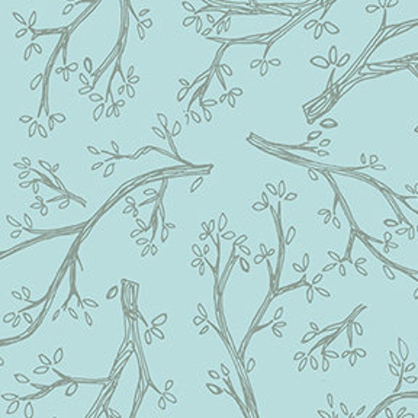 Spring Robins Tree Branches, Clothworks, 100% cotton fabric by the yard, fat quarter, 1/2 yard, quilter's cotton, shirting, trees, branches