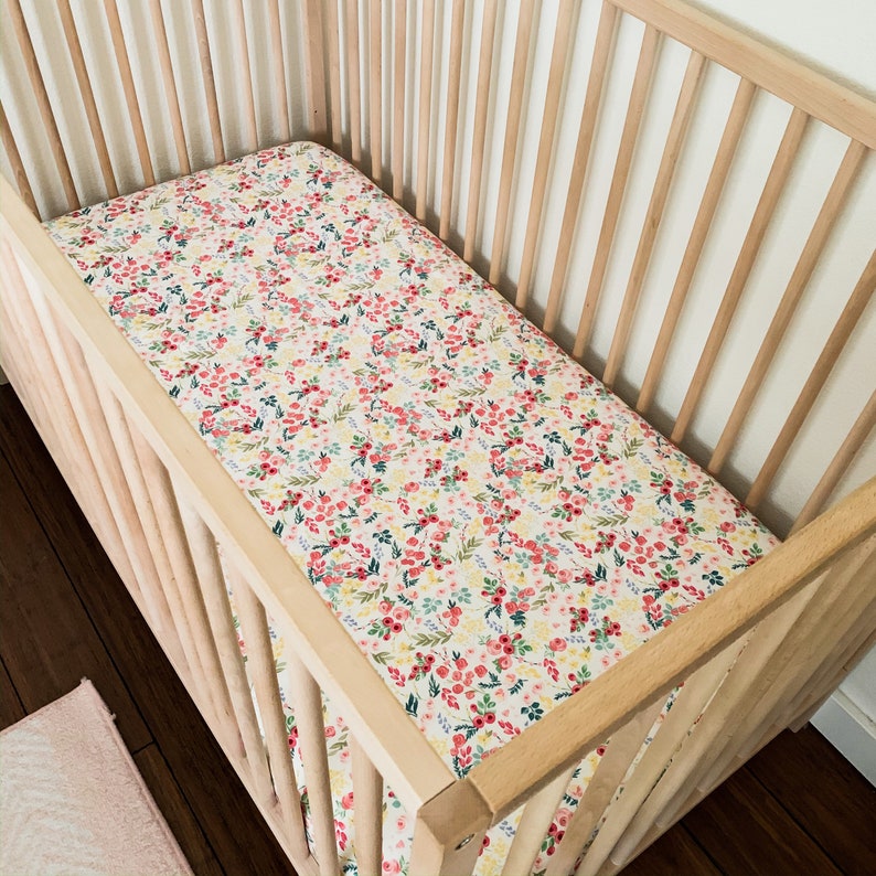 Watercolor Flowers Crib Sheet Girl Mini Crib Sheet Changing Etsy