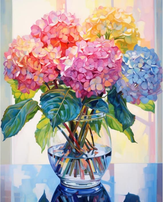 Hydrangea Diamond Painting Kit: DIY 5D Gem Art (12x16 inch