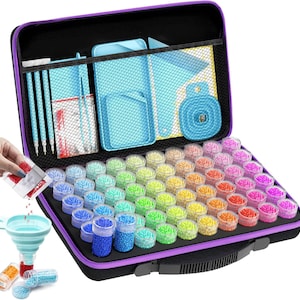 60 Slots Storage Container for Diamond Art Kits for Adults,Portable Bead Storage Boxes for Diamond Painting Accessories and Tools