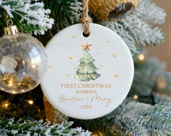 Adorno para la primera Navidad de casados, adorno para el Sr. y la Sra., regalo de boda personalizado, regalo para recién casados, regalos de Navidad para pareja