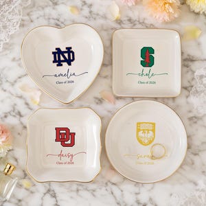 Custom College Logo Trinket Dish, Graduation University Ring Dish, University Pride Trinket Tray, Dorm decor, Acceptance Gift, Alumni Gifts