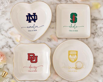 Bandeja para joyas con logo universitario personalizado, bandeja para anillos de graduación universitaria, bandeja para joyas con el orgullo universitario, decoración para dormitorios, regalo de aceptación, regalos para exalumnos