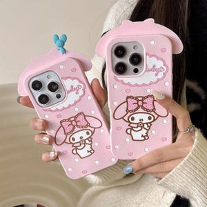 Funda My Melody para iPhone 16, 15, 14, 13 y 12 Pro Max | Funda de silicona suave de Sanrio | Funda de dibujos animados rosa kawaii