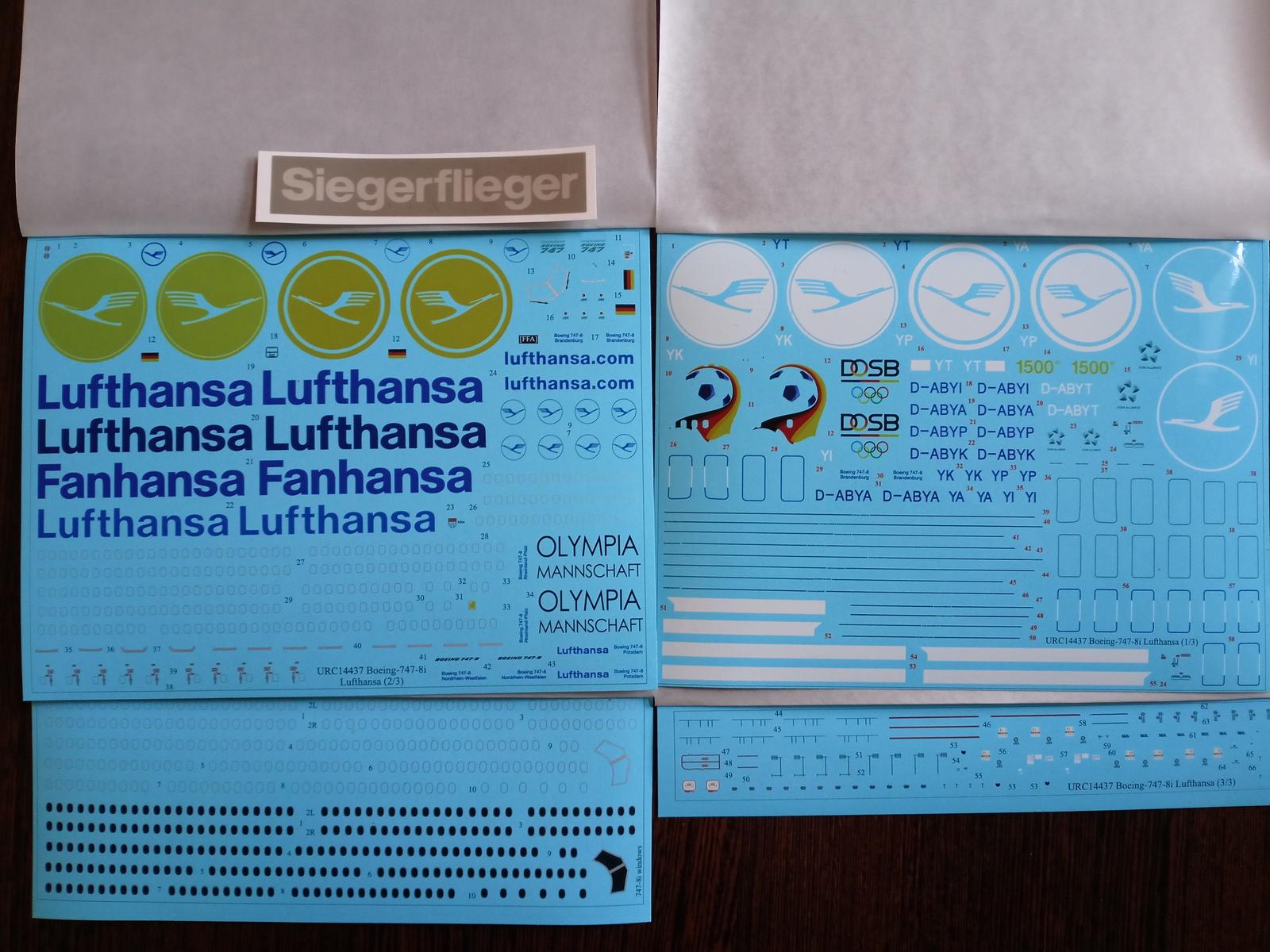 1:144 Decal Boeing 747-8i for Zvezda Kit (FFA Film) Uprise Decals