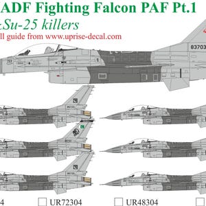 1:48 Dekal F-16A/ADF Fighting Falcon PAF Pt.1 Su-22/Su-25 Killers UpRise UR48304 - lasertryckt dekal för flygplansmodellbyggsatser avtagbar film