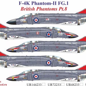 1:48 Sticker Britse F-4K Phantom-II FG.1 Pt.8 (FFA-film) UpRise-stickers UR48233 - Laserprintsticker voor vliegtuigmodel verwisselbare folie