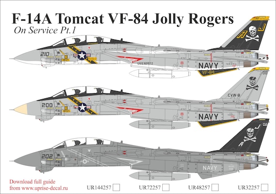 1:72 Decal F-14A Tomcat VF-84 Jolly Rogers Pt.1 (FFA Film) Uprise
