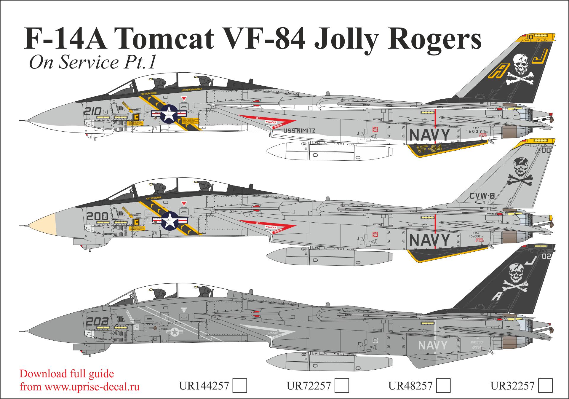 1:72 Decal F-14A Tomcat VF-84 Jolly Rogers Pt.1 (FFA Film) Uprise