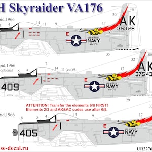 1:32 Aufkleber Douglas A-1H Skyraider VA-176 mit Schablonen UpRise Aufkleber UR3276 - Laserdruck Aufkleber für Flugzeugmodellbau Kits Abziehfolie