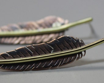 Crow Feather Post Earrings
