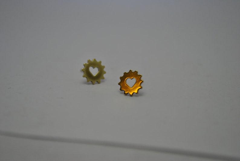 Bike Cog Heart Earrings image 2