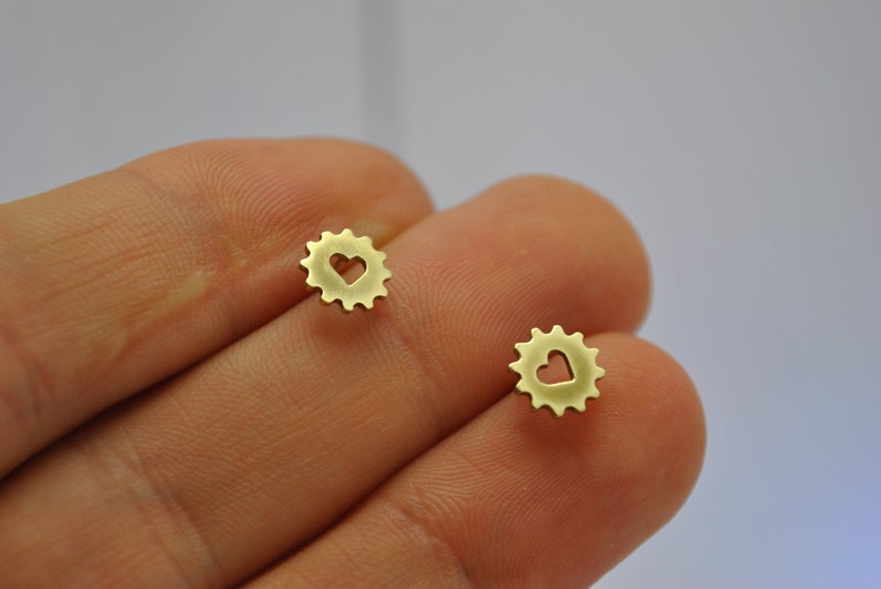 Bike Cog Heart Earrings image 1