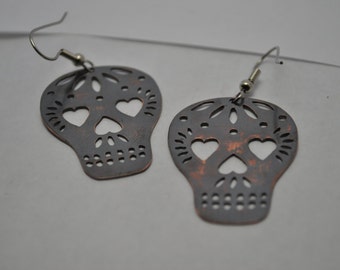 Mexican Style Sugar Skull Day Of The Dead Earrings