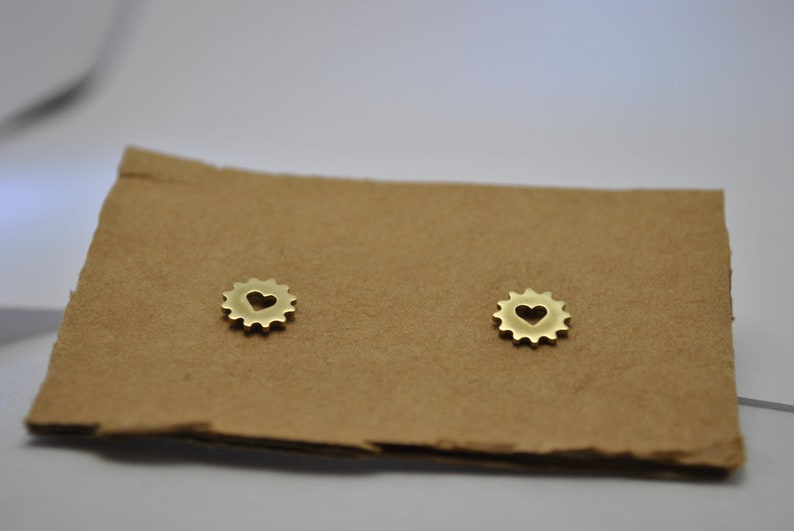 Bike Cog Heart Earrings image 3