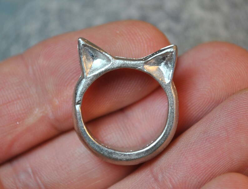 Hand Carved and Cast Pewter Cat Ring size 5 Only - Etsy