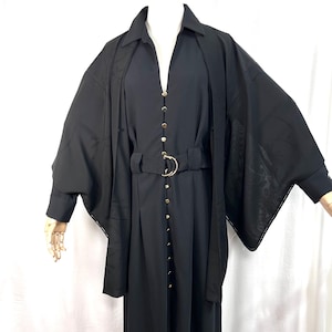 Vintage Japanese Silk Sheer Haori Jacket, Black Dragonfly Pattern Kimono Unisex Lightweight