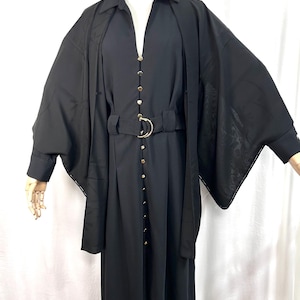 Vintage Japanese Silk Sheer Haori Jacket, Black Dragonfly Pattern Kimono Unisex Lightweight