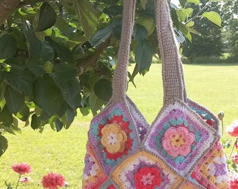 Crochet floral bag