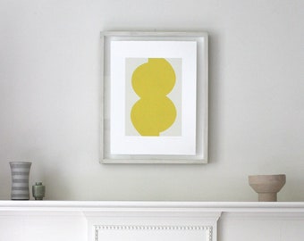 Yellow abstract minimal and modern screenprint.  Original art on beautiful Fabriano paper by Emma Lawrenson