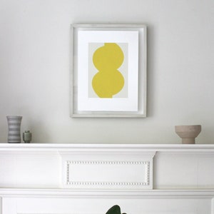 Yellow abstract minimal and modern screenprint.  Original art on beautiful Fabriano paper by Emma Lawrenson
