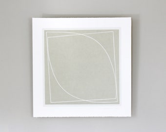 Large square, modern, original abstract, minimal handmade - Agnes Martin - screenprint, by Emma Lawrenson