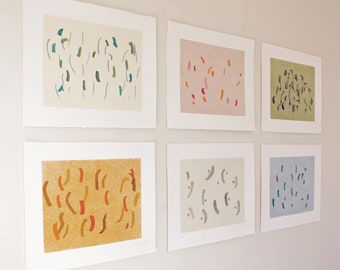 Set Of Original Paintings - Set of six handmade watercolours - Set Of Abstracts - Minimal paintings - Emma Lawrenson