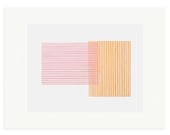 Abstrakte Kunstdruck, Siebdruck, geometrische Druck, rosa und orange abstrakt, original, handgemachte Kunst. Mid Century modern, Emma Lawrenson