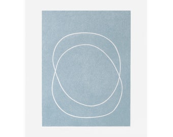 Abstract Handmade Print - Minimal Abstract Print - Modern Abstract Shapes - Silkscreen Print - Denim blue - Minimal Original Art
