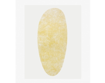 Minimal yellow abstract art, original handmade screenprint, minimal, modern art by Emma Lawrenson