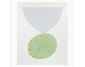 Minimal Modern Abstract - Modern Abstract Shapes - Organic Abstract - Abstract Original Print - Grey and Green Art - Emma Lawrenson