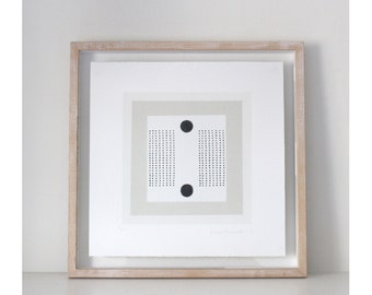 Geometric monochrome Abstract, original drawing screenprint.  modern art by Emma Lawrenson.