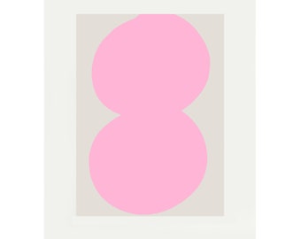 Retro originele print - Mid Century moderne kunst - abstracte Scandi print - Bubblegum Pink Art - abstracte handgemaakte print - Emma Lawrenson