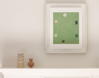 Abstract screenprint, fine art original, green, modern wall art, Emma Lawrenson.