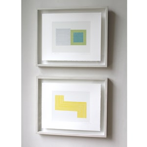 Geometric yellow art, minimalist modern screenprint. Original handmade art by Emma Lawrenson image 8