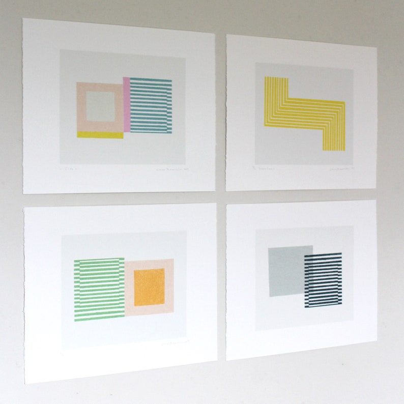 Geometric yellow art, minimalist modern screenprint. Original handmade art by Emma Lawrenson image 6