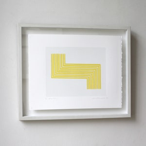 Geometric yellow art, minimalist modern screenprint. Original handmade art by Emma Lawrenson image 2