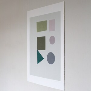 Large Minimal Print Mid Century Modern Original Handmade Screenprint Abstract Shapes Print muted colours Emma Lawrenson image 4