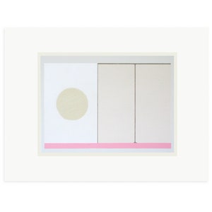 Contemporary art, minimal art, abstract screenprint, abstract geometry in pinks and neutrals by Emma Lawrenson. image 1