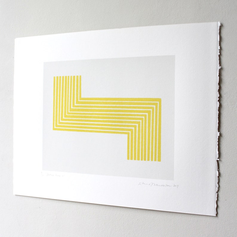 Geometric yellow art, minimalist modern screenprint. Original handmade art by Emma Lawrenson image 5
